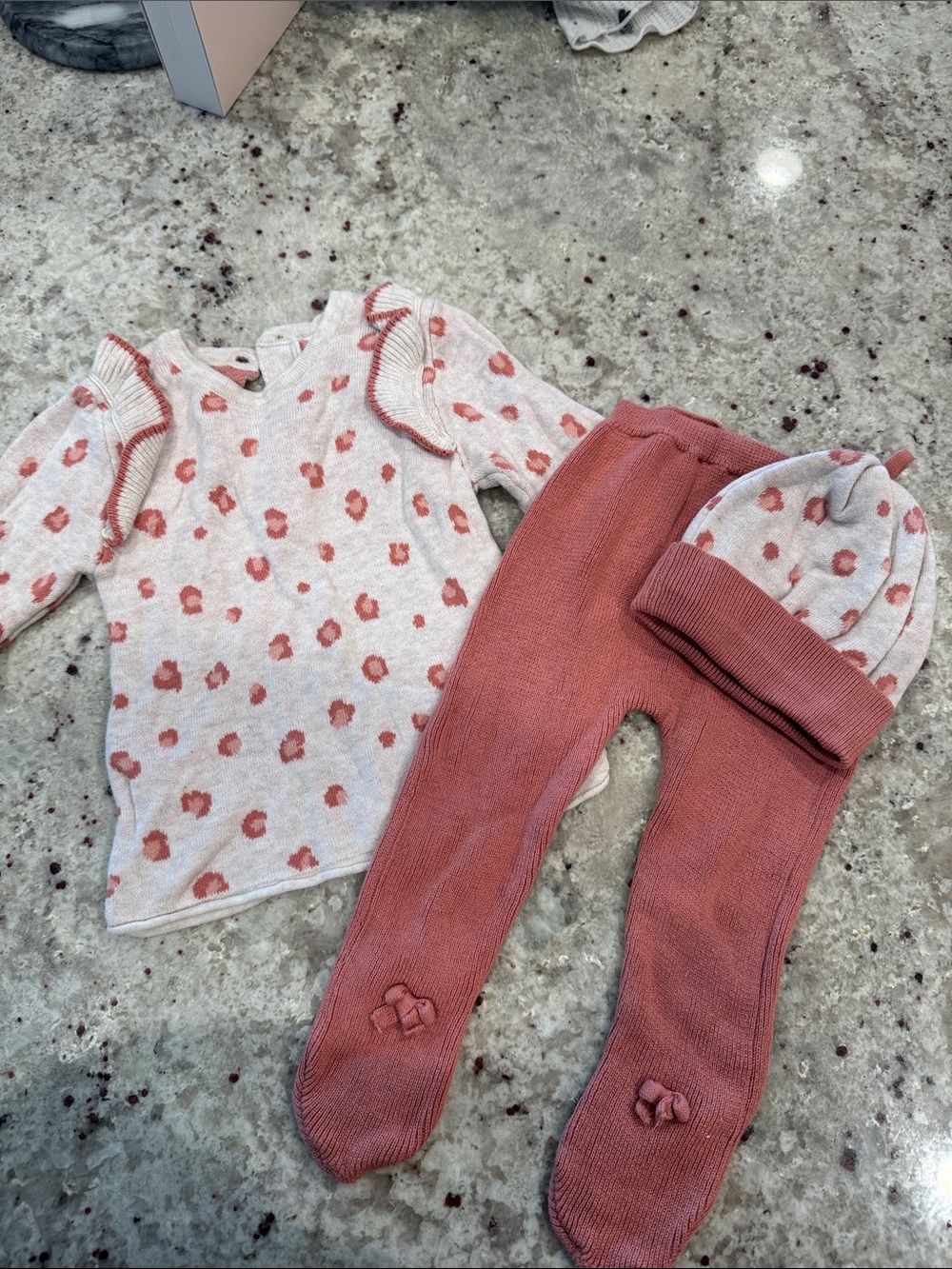Mayoral Cream Knit Top with Pink Leopard Spots